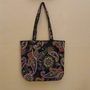 Vera Bradley Black Multicolor Paisley Tote